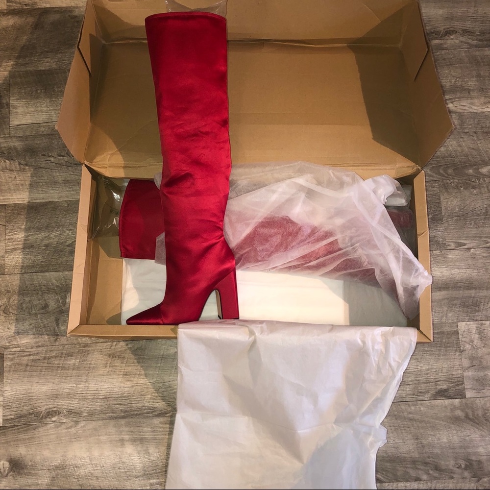 Satin thigh high boots